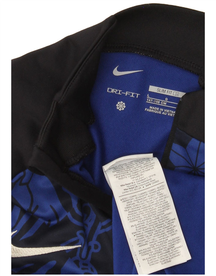 Nike Garçon Zip Neck Graphic Top Manches Longues 12-13 ans Grand Noir