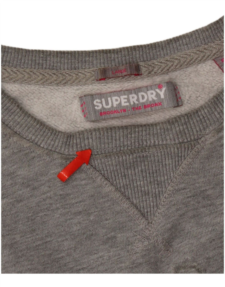 Superdry Sweat-shirt surdimensionné graphique pour femme UK 16 Large Gris Coton
