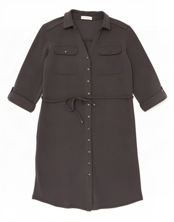 Oasis Robe chemise à manches 3/4 pour femme UK 44, gris moyen, modal