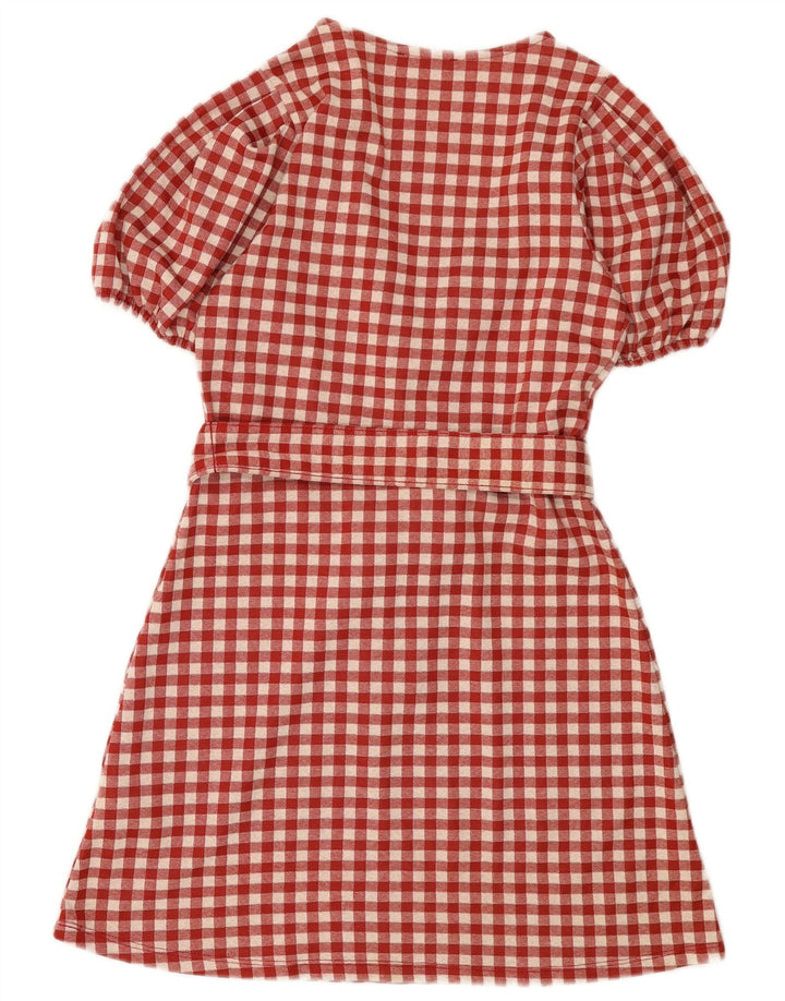 Zara Robe trapèze pour femme UK 8 Petit tissu vichy rouge en polyester