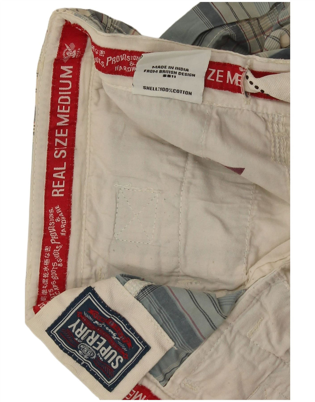 Superdry Pantalon Chaud Femme Moyen W30 Bleu Carreaux Coton