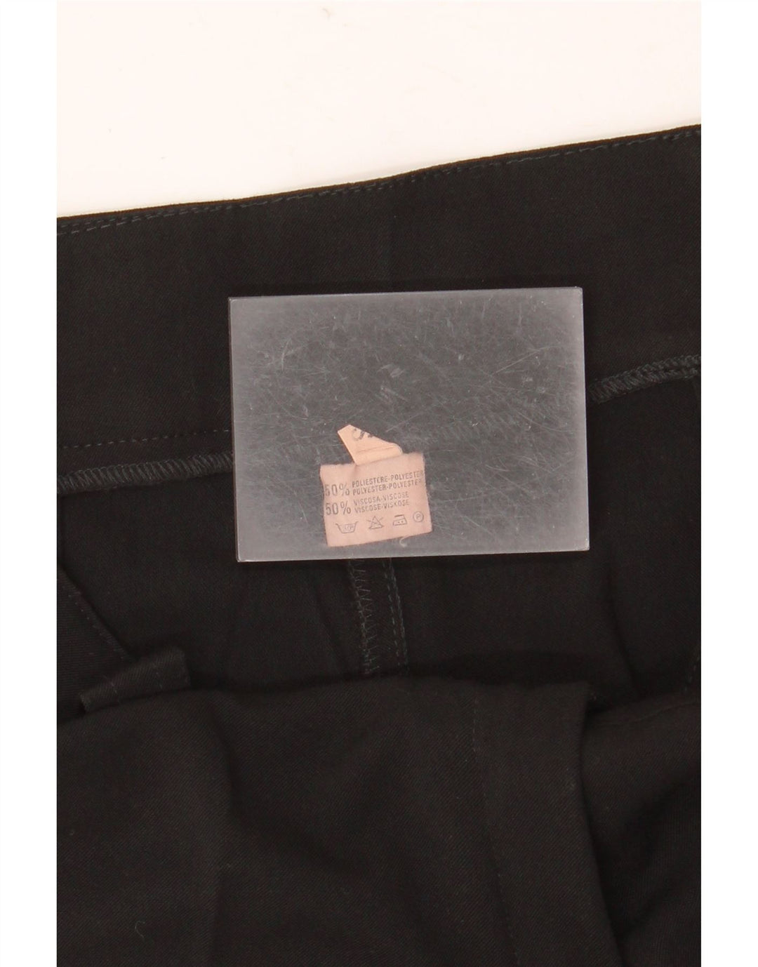 VINTAGE Pantalon de Costume Droit Femme Petit W27 L32 Noir Polyester