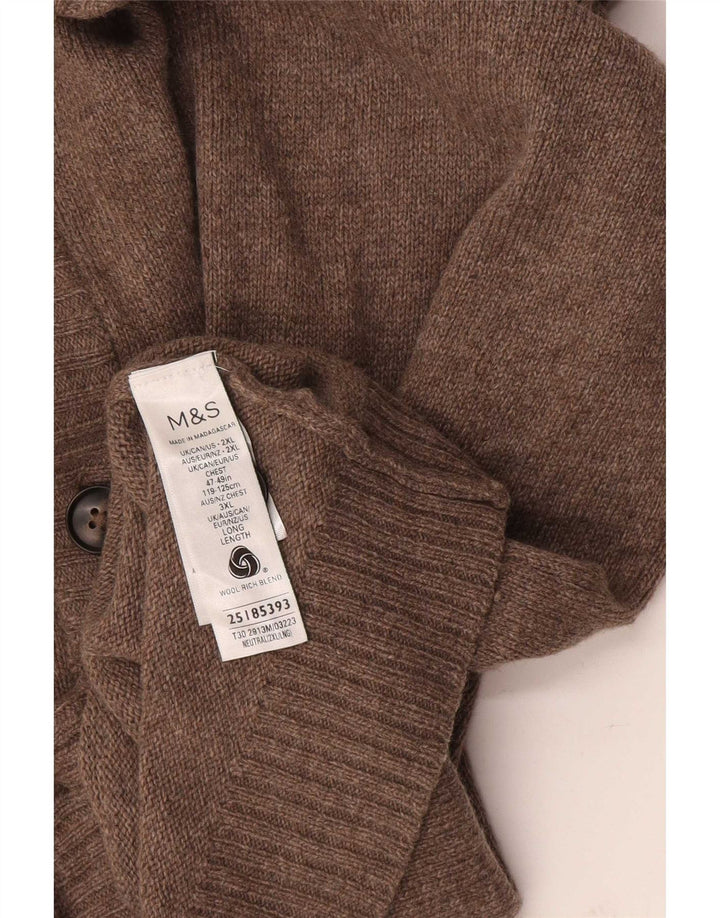 Marks & Spencer Cardigan pour homme en laine mouchetée marron 2XL