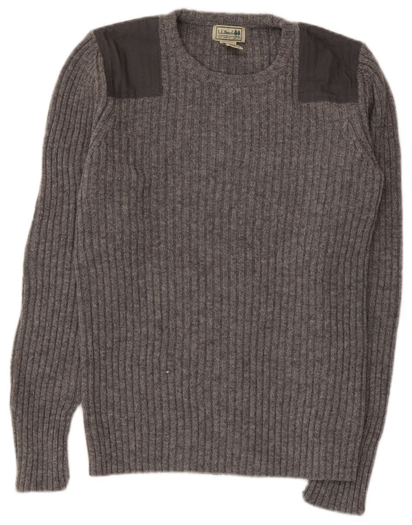 L.L.BEAN Pull à col rond pour femme UK 12 Gris moyen en coton