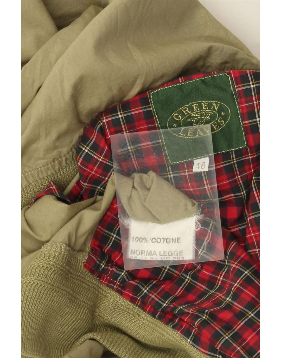 Green Leaves Veste Bomber Homme IT 48 Coton Kaki Moyen