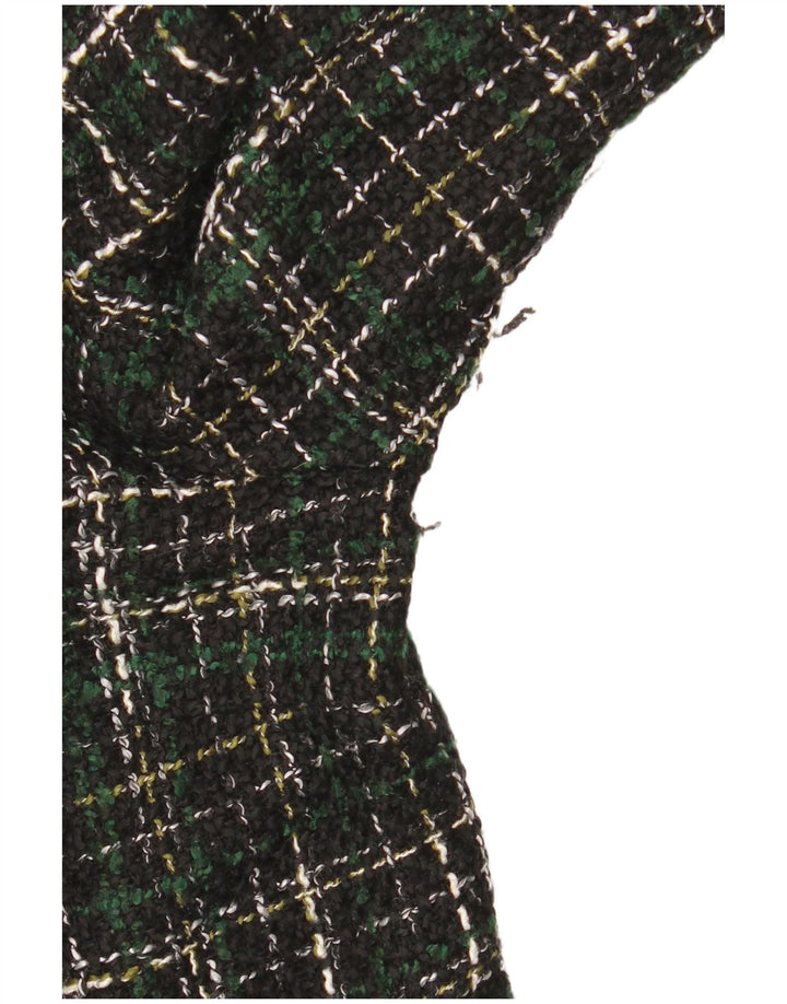 Zara Robe droite à manches longues pour femme UK 14 Acrylique à carreaux vert moyen
