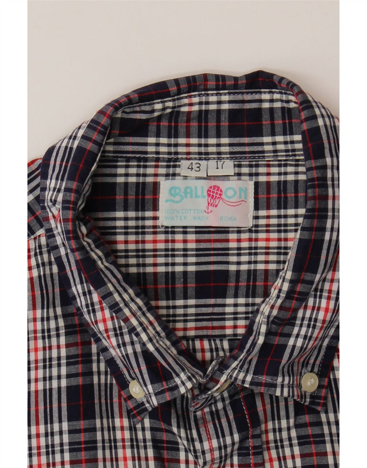 Ballon Chemise Homme Taille 43 17 XL Bleu Marine Carreaux Coton