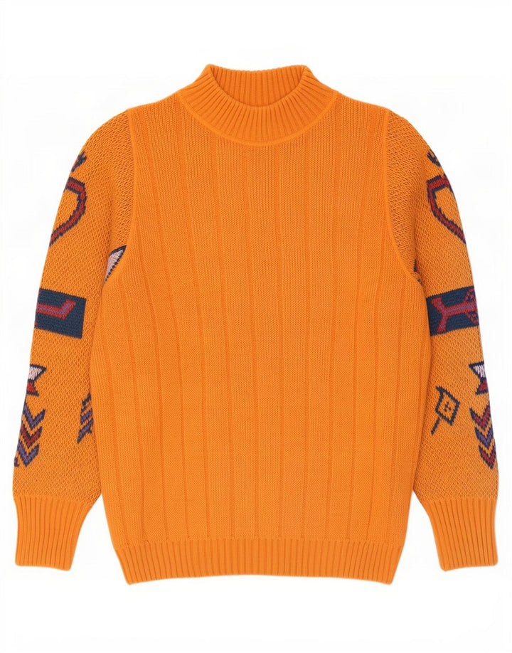 REDS Pull graphique à col roulé pour homme en laine géométrique orange moyen