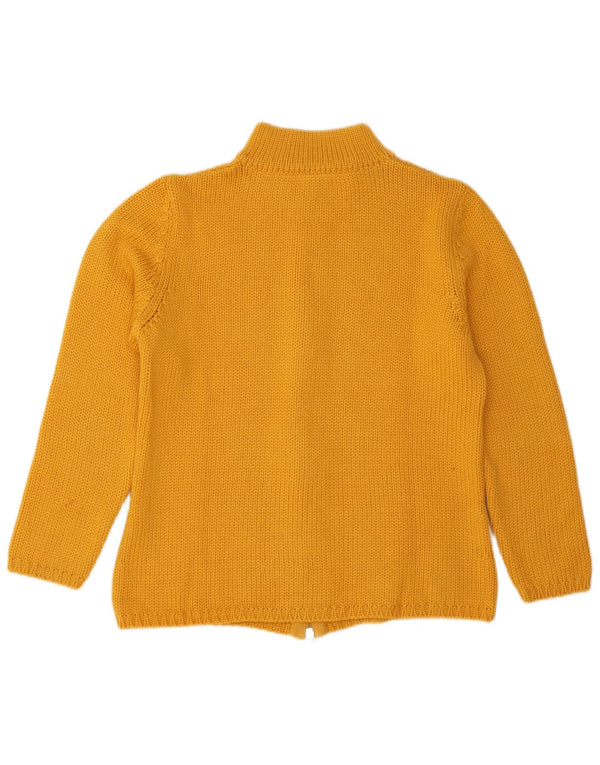 vintage Womens Graphic Cardigan Sweater UK 14 Grand Jaune Géométrique