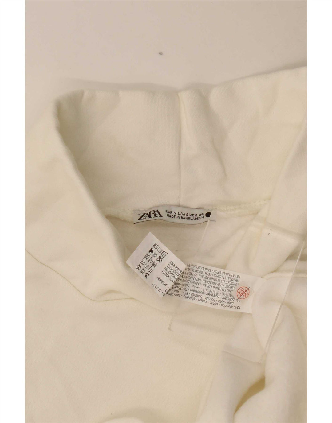 Zara Femme Haut Oversize Manches 3/4 UK 10 Petit Coton Blanc Cassé