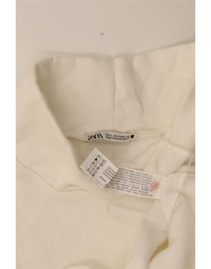 Zara Femme Haut Oversize Manches 3/4 UK 10 Petit Coton Blanc Cassé