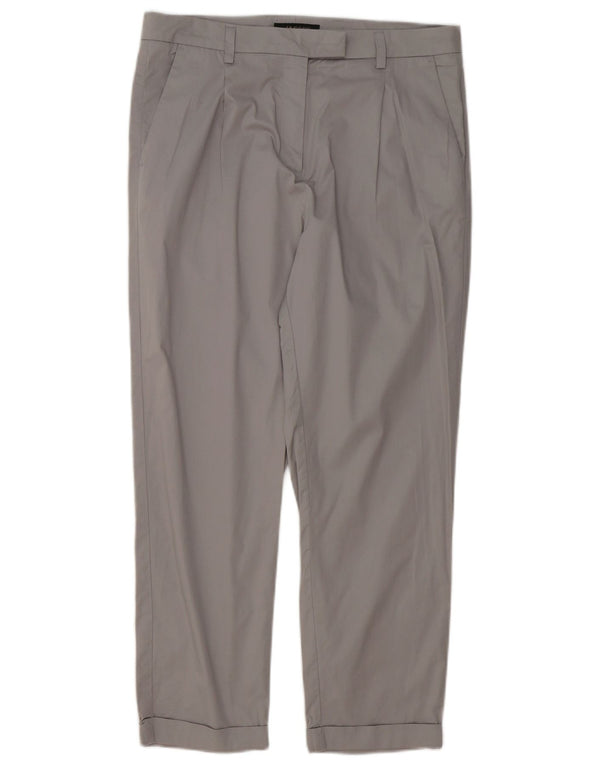 Jaeger Pantalon de costume court pour femme UK 12 Medium W32 L25 Gris Polyester