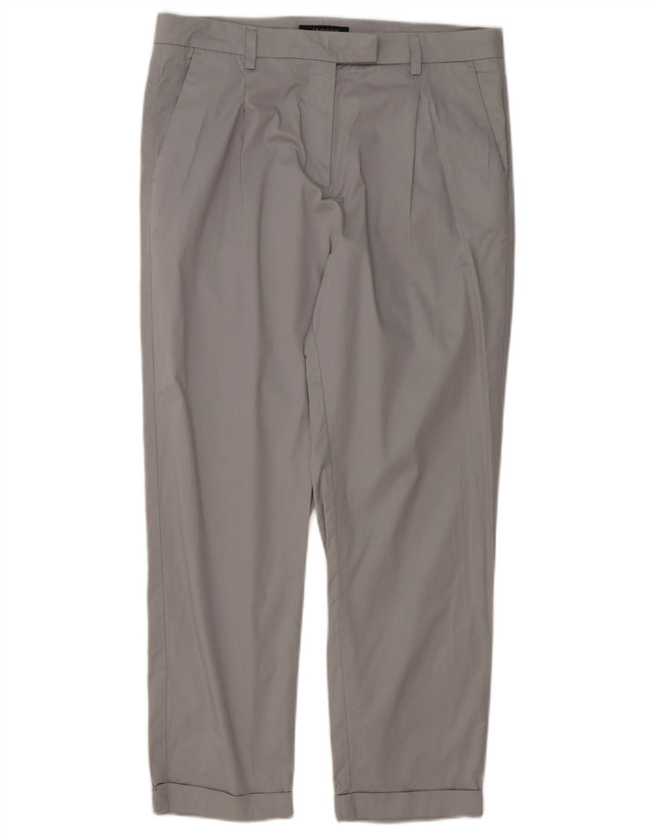 Jaeger Pantalon de costume court pour femme UK 12 Medium W32 L25 Gris Polyester