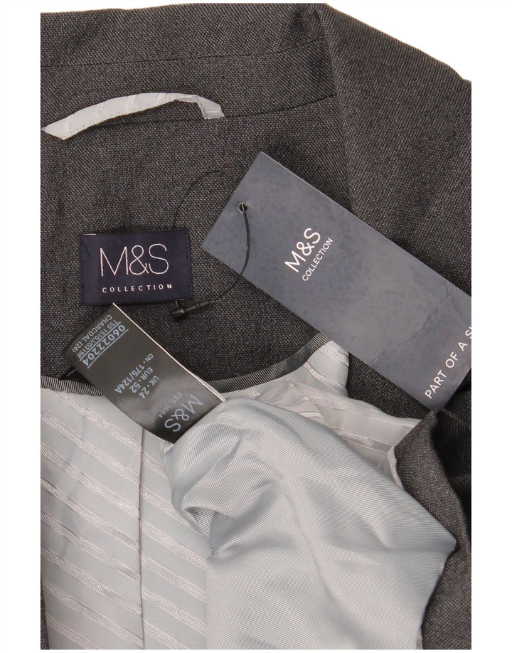 Marks & Spencer Veste blazer 1 bouton pour femme UK 24 4XL Gris Polyester