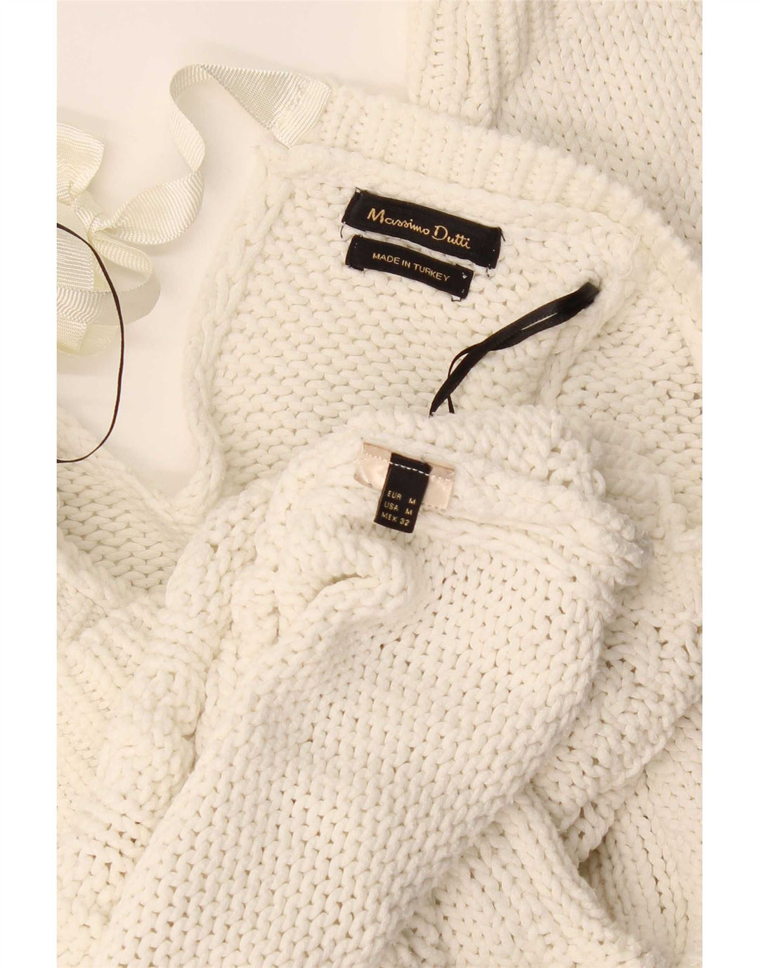 Massimo Dutti Pull col bateau pour femme UK 14 Blanc moyen