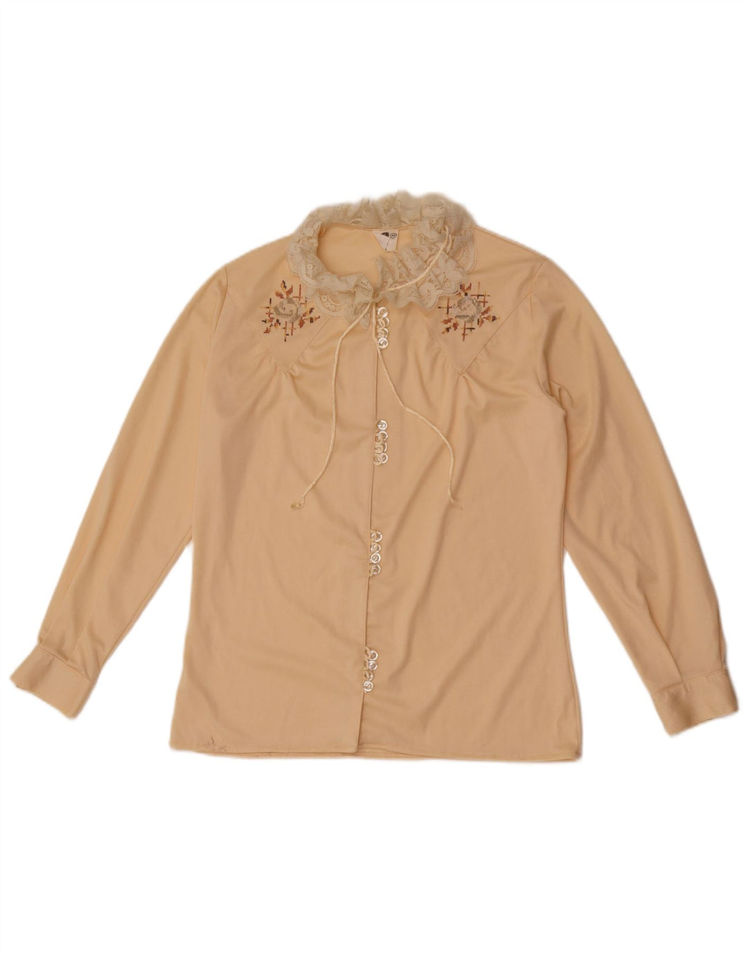Blouse chemise femme vintage IT 46 Grand Beige Floral