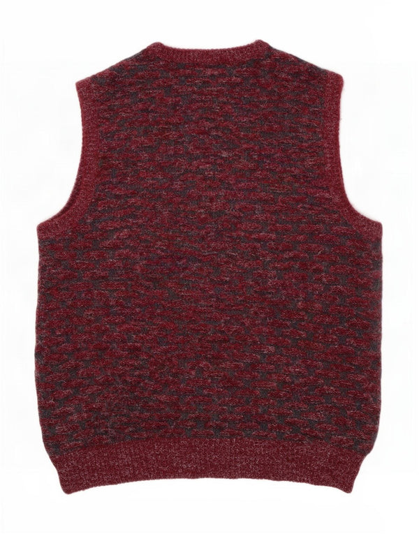 vintage Mens Vest Tank Top XL Bordeaux Géométrique