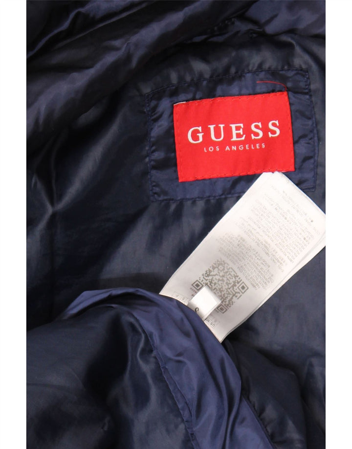 Guess Manteau matelassé à capuche surdimensionné pour femme UK 10 Small Bleu marine Polyamide