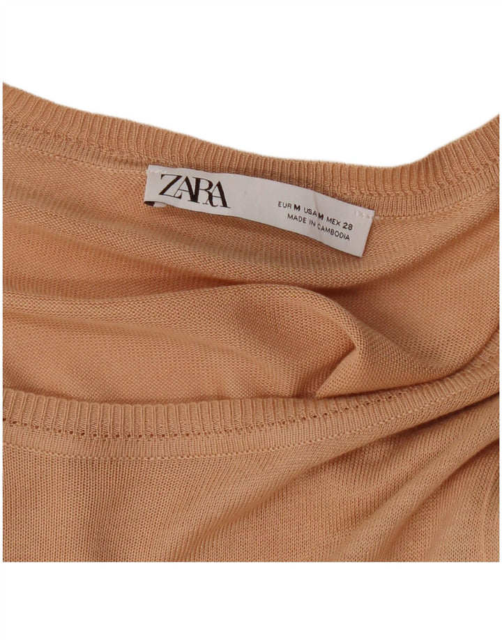 ZARA Femme Pull Col Bateau UK 14 Beige Moyen