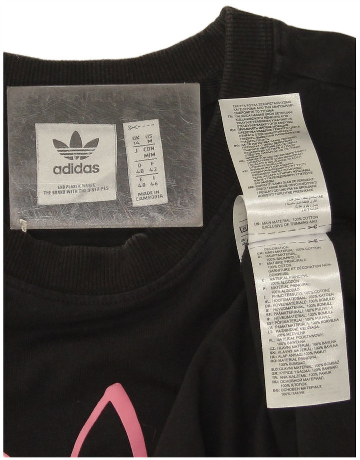 Adidas Haut graphique à manches longues pour femme UK 14 Coton noir moyen