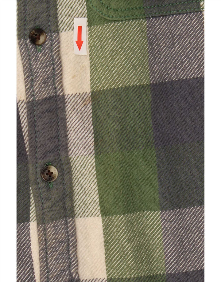 Fat Face Chemise Haute en Flanelle Homme Vert Moyen à Carreaux en Coton