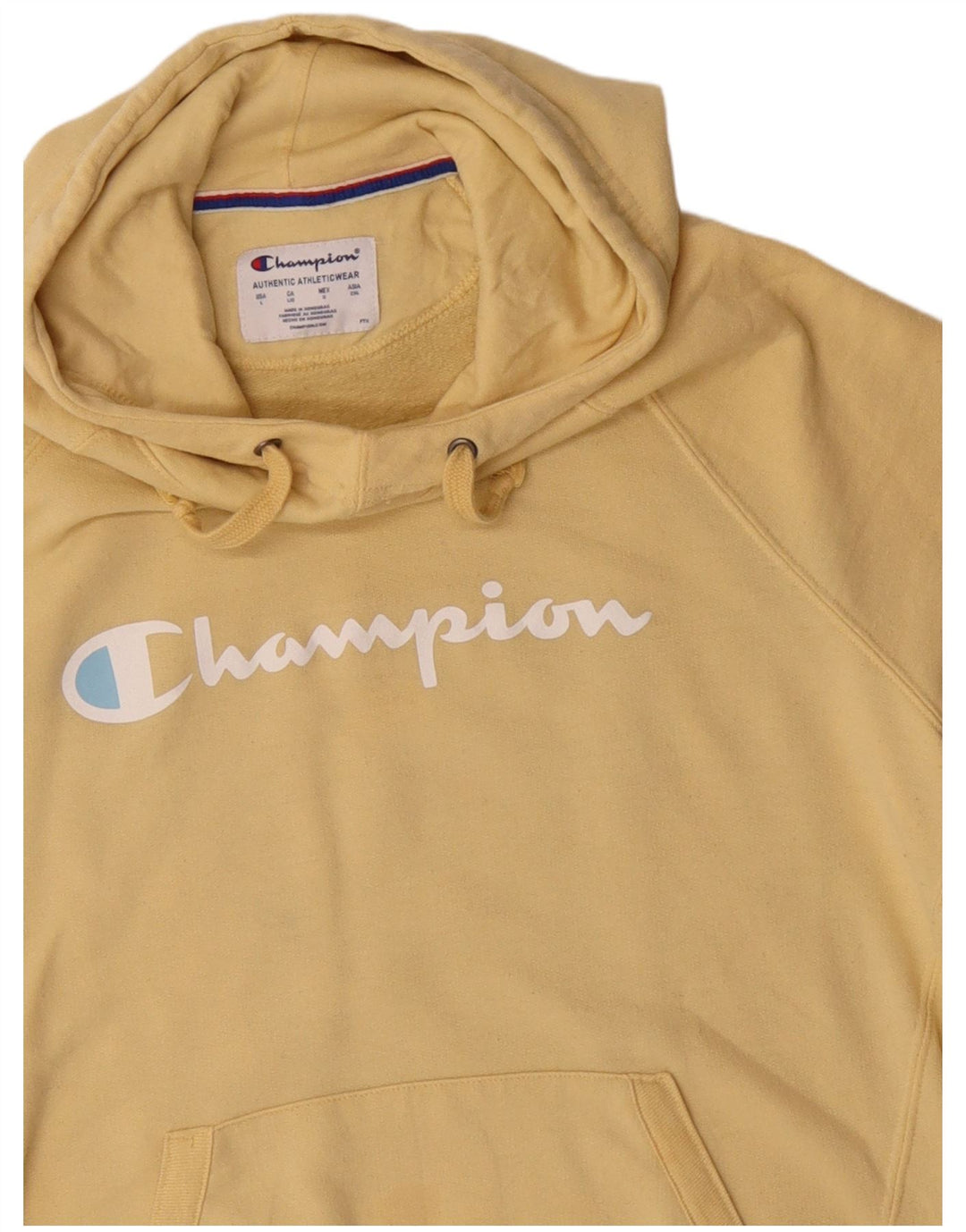 Champion Pull à capuche graphique pour hommes, grand jaune, polyester