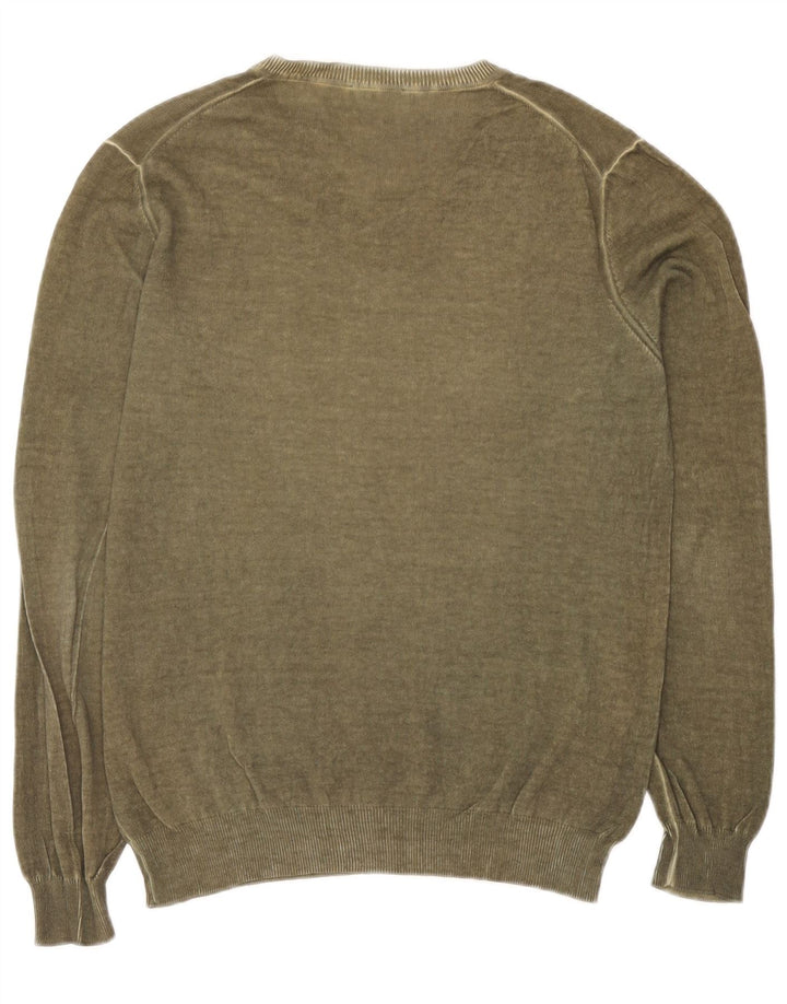 Sisley Pull Col V Pull Large Kaki Homme