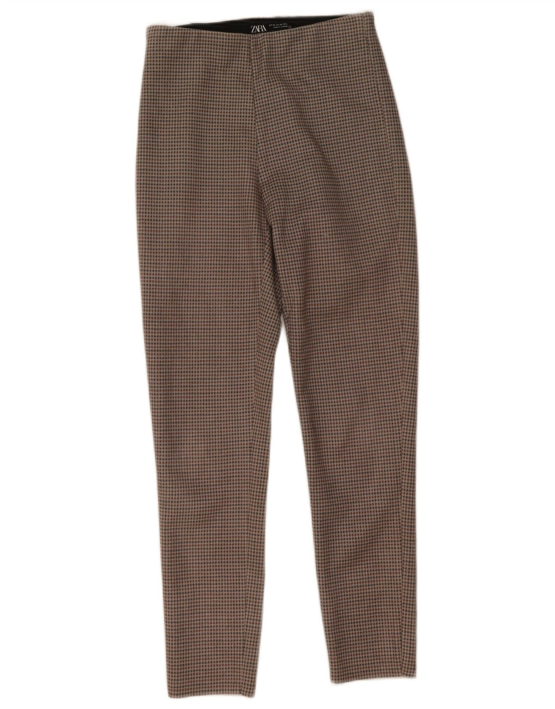 Zara Leggings Femme UK 4 XS Gris Pied-de-Poule Polyester
