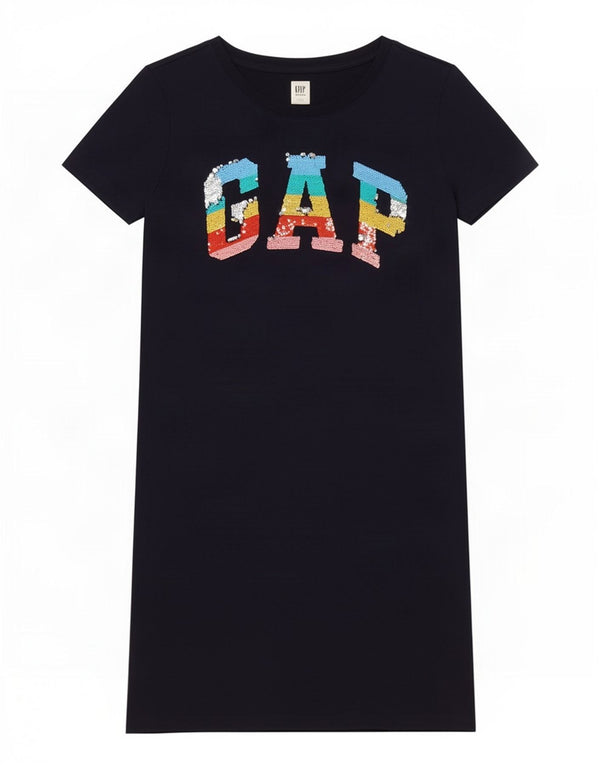 Gap Girls Graphic T-Shirt Dress 13-14 Years 2XL Navy Blue Cotton