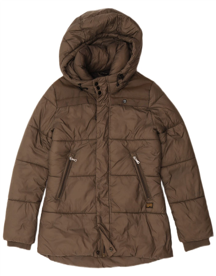 G-Star Veste matelassée à capuche pour femme UK 14 Medium Khaki Polyamide