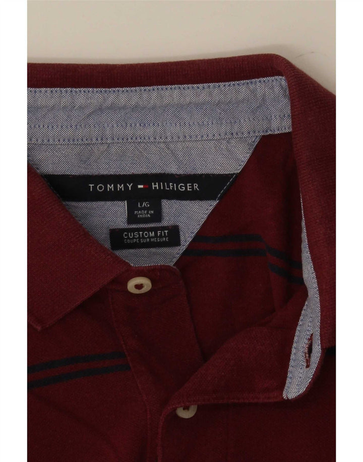 Tommy Hilfiger Polo sur mesure pour homme Large rayé rouge