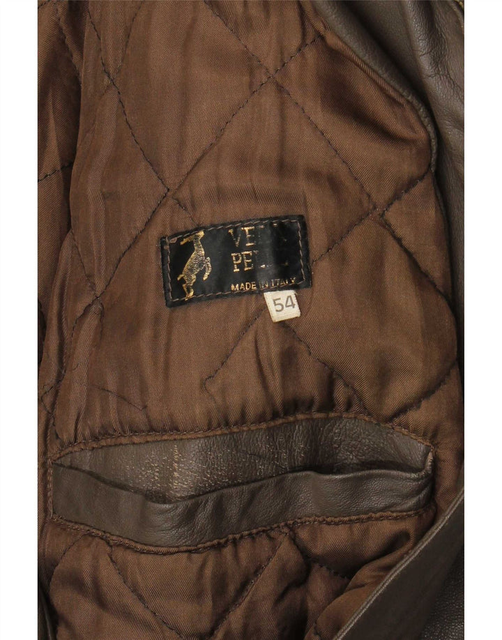 veste en cuir militaire vintage pour hommes IT 54 2XL Marron