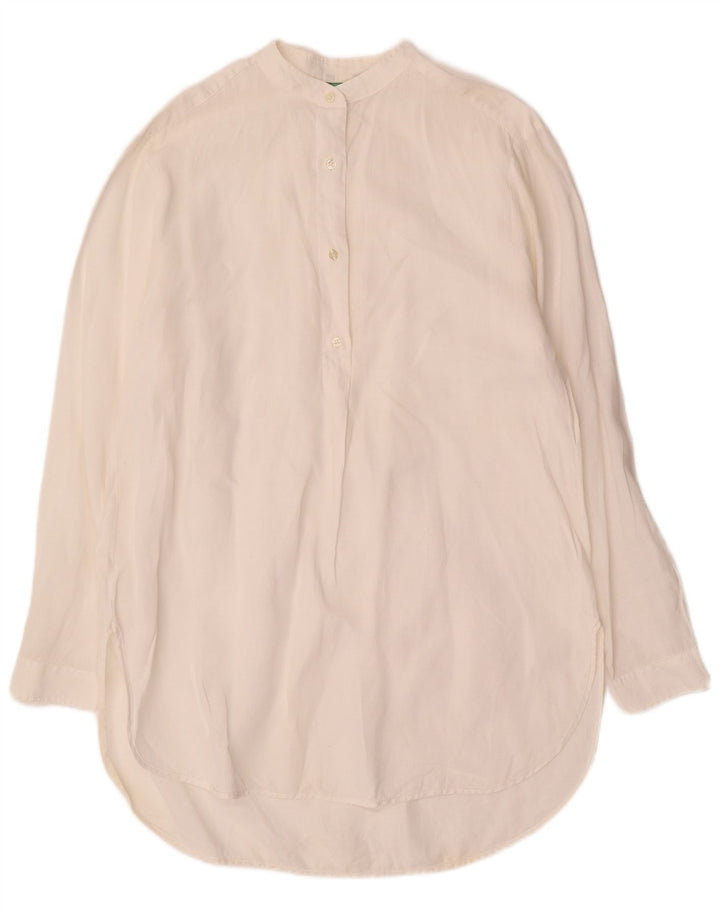 BENETTON Chemise pull longue pour femme UK 14 Medium Off White