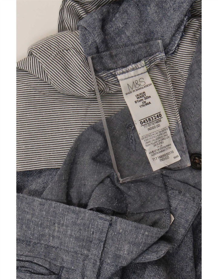 Marks & Spencer Short Chino Homme W32 Lin Bleu Moyen