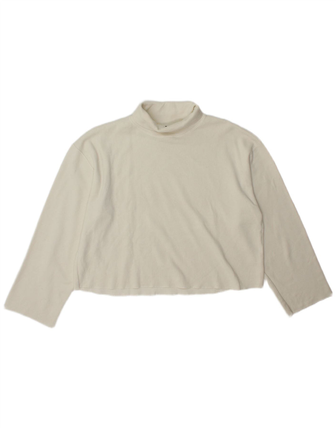 Zara Femme Haut Court Col Roulé Manches Longues UK 14 Medium Off White