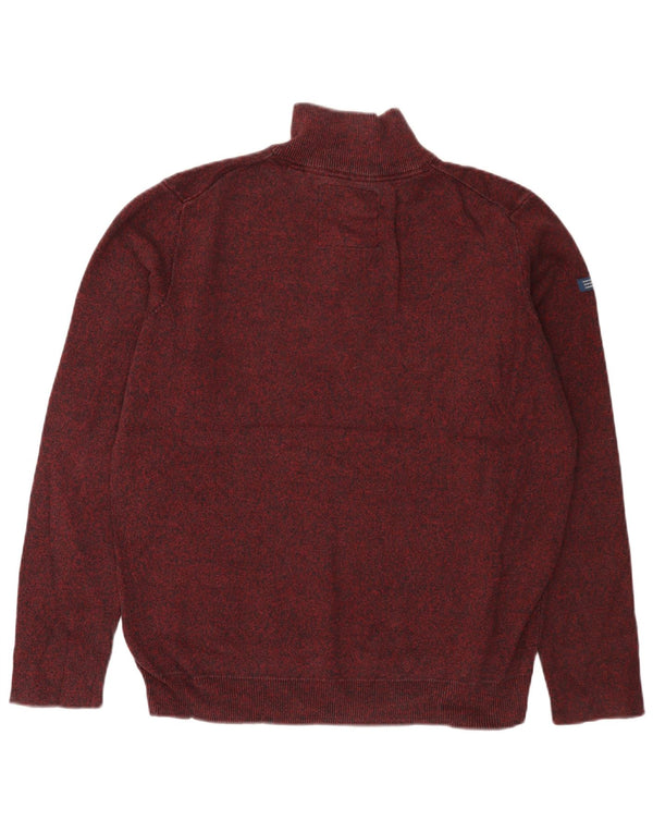 SUPERDRY Pull col zippé pour femme UK 18 XL Coton moucheté bordeaux