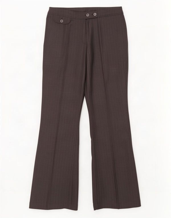 Marks & Spencer Pantalon décontracté pour femme UK 14 Large W34 L33 Noir à fines rayures