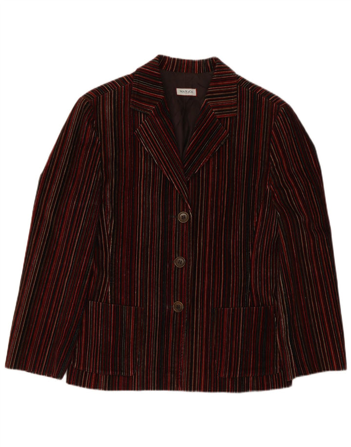 Max & Co. Veste blazer 3 boutons pour femme UK 10 Petit bordeaux rayé
