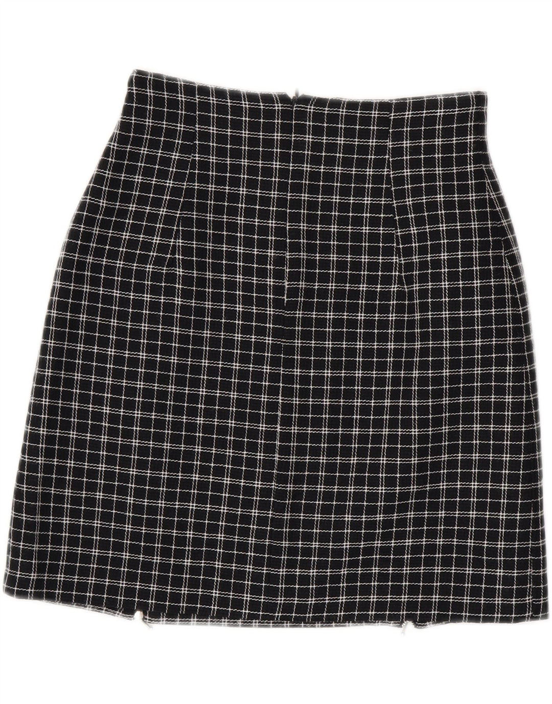 vintage Femme Jupe Droite Petit W26 Noir Check Polyester
