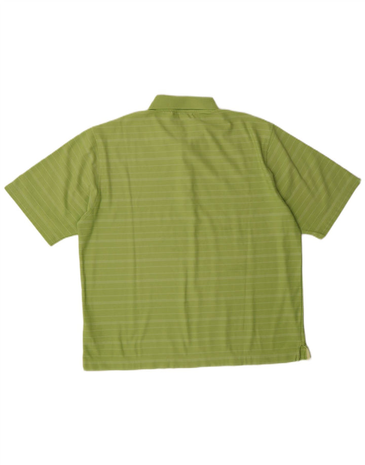 NIKE Polo Homme Fit Dry UK 42/44 Large Vert Rayé Polyester