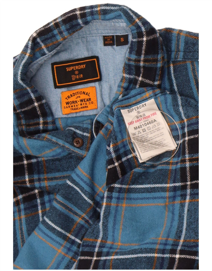 Superdry Chemise en flanelle à petits carreaux bleus en coton
