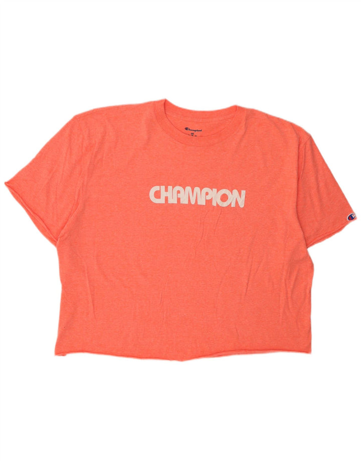 CHAMPION T-shirt court graphique pour femme UK 20 2XL Orange moucheté