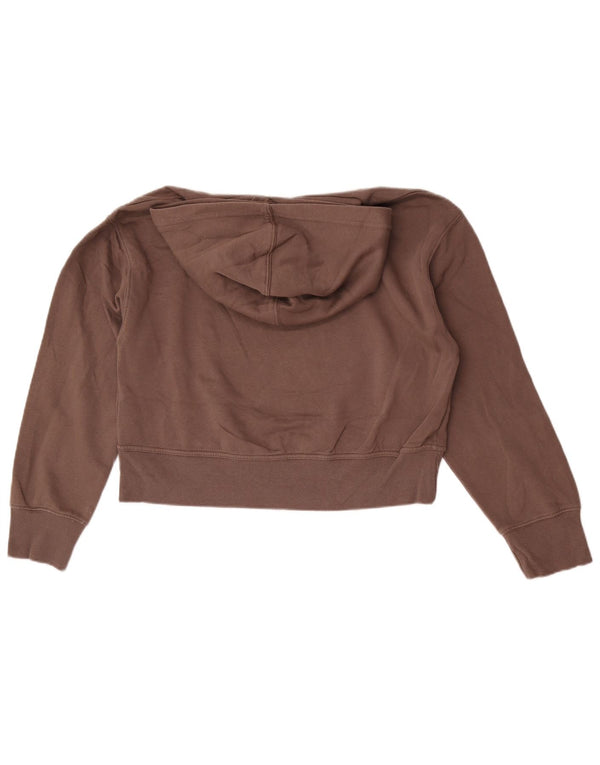 Zara Femme Crop Oversize Sweat à capuche UK 10 Petit Gris Coton