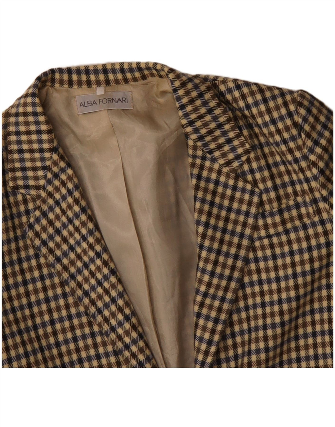 ALBA FORNARI Veste blazer longue pour femme UK 14 Vichy beige moyen