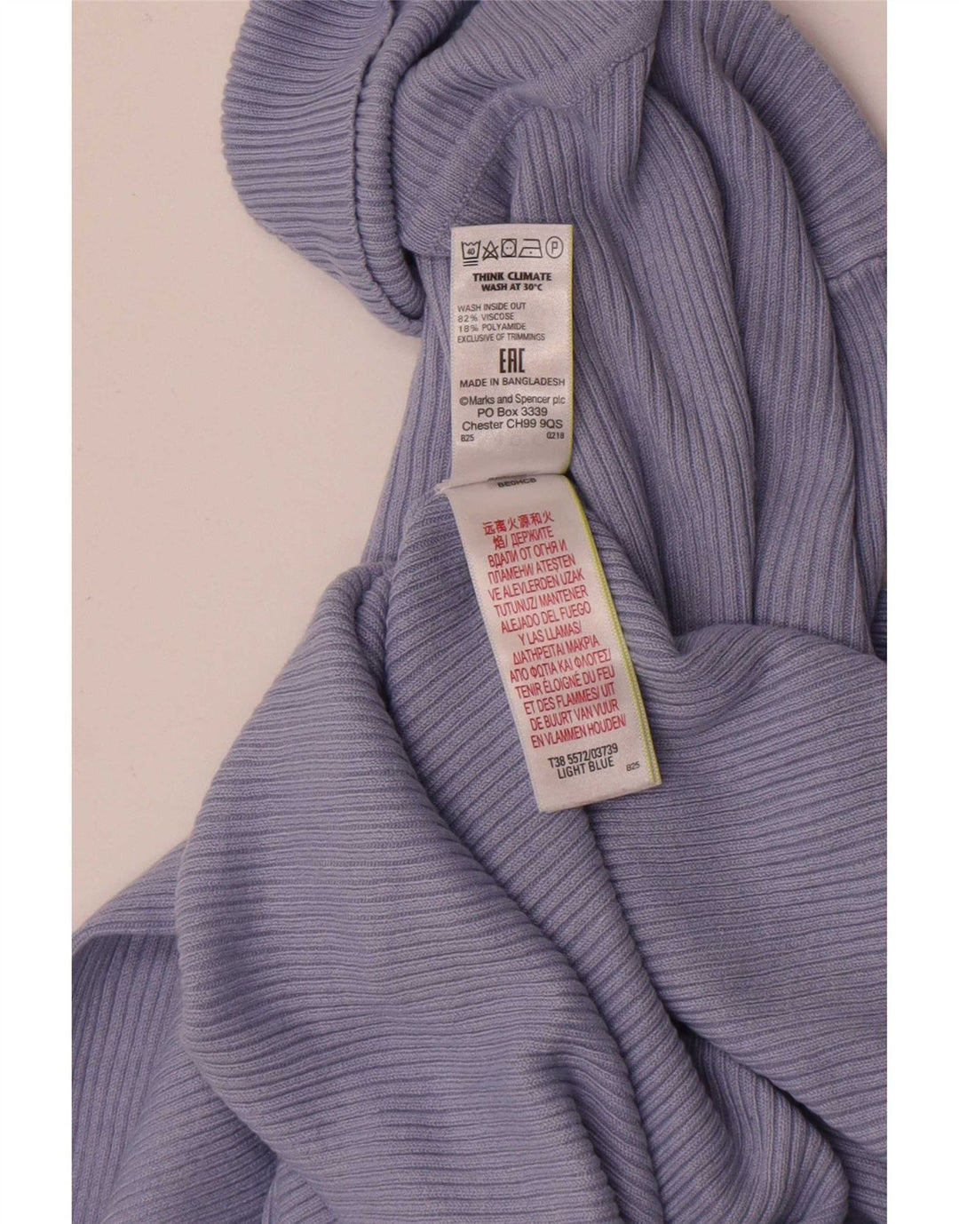 Marks & Spencer Pull col roulé pour femme UK 12 Bleu moyen Viscose