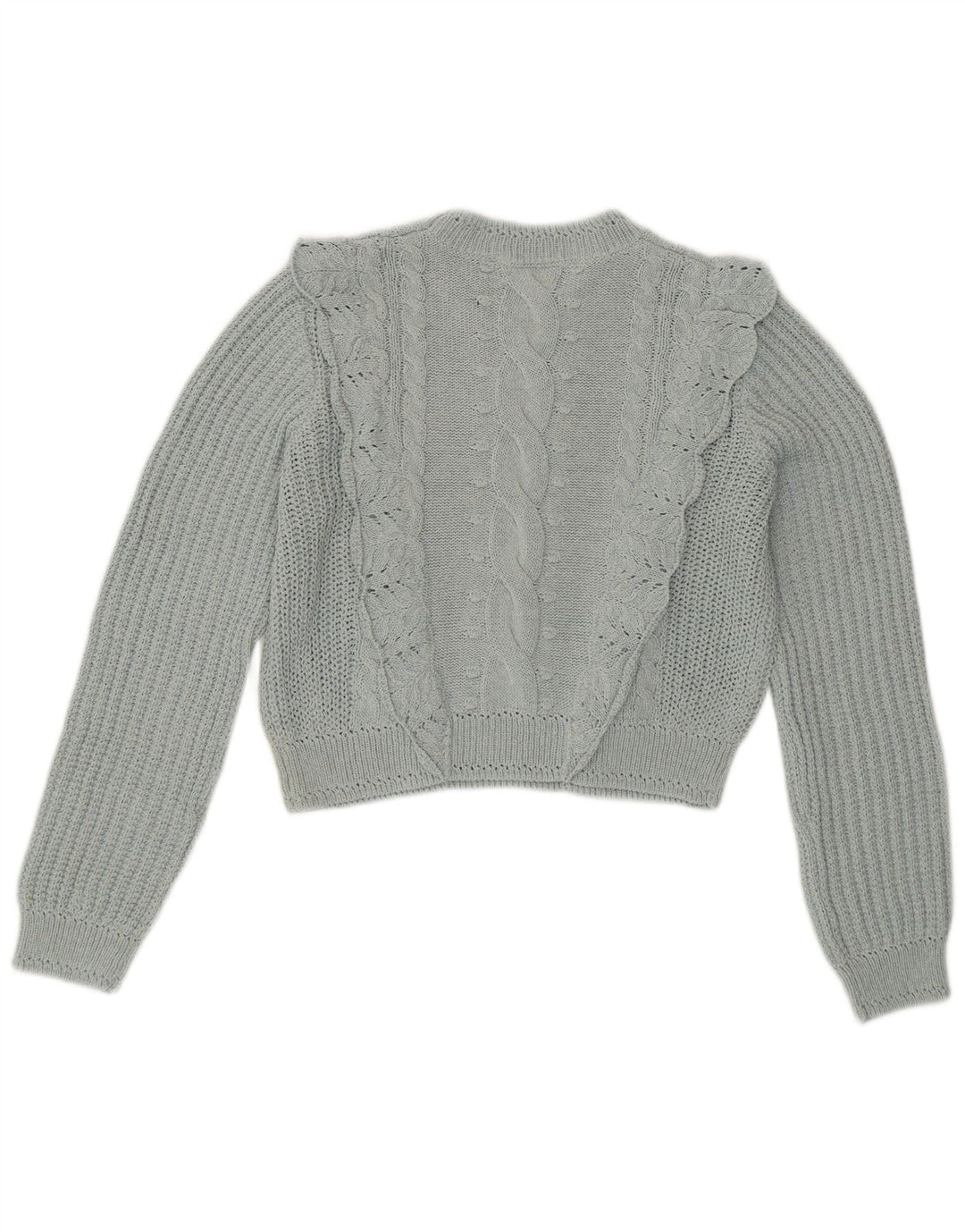 ZARA Pull court à col rond pour femme UK 14 Bleu moyen