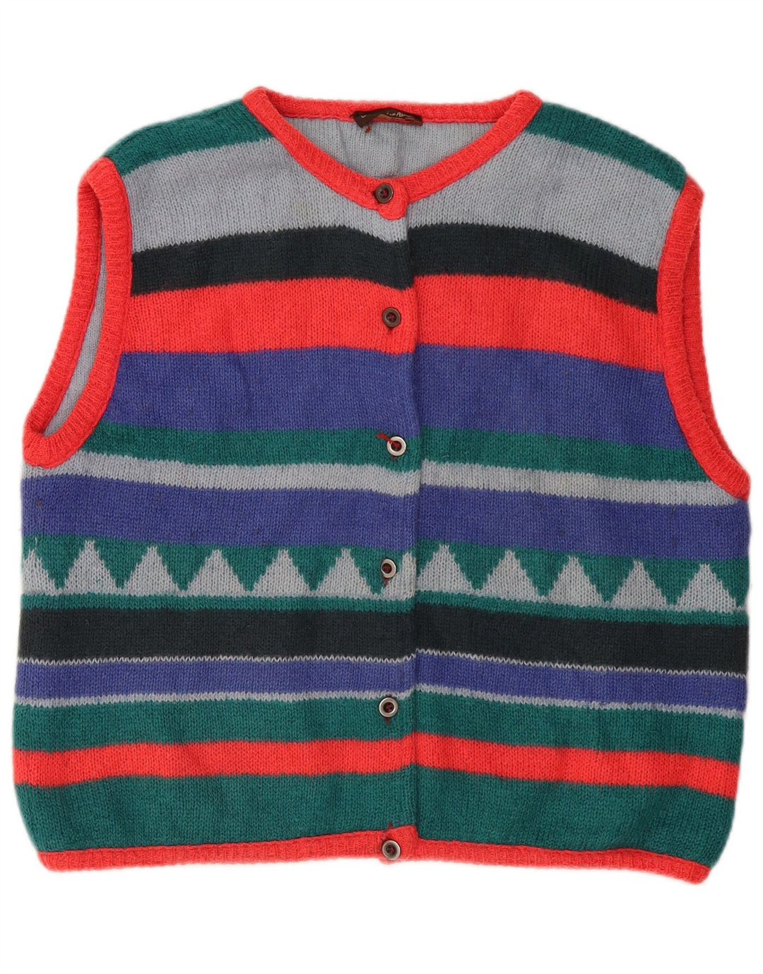 MAURICE ABOT Pull Cardigan Femme UK 14 Moyen Rayé Multicolore