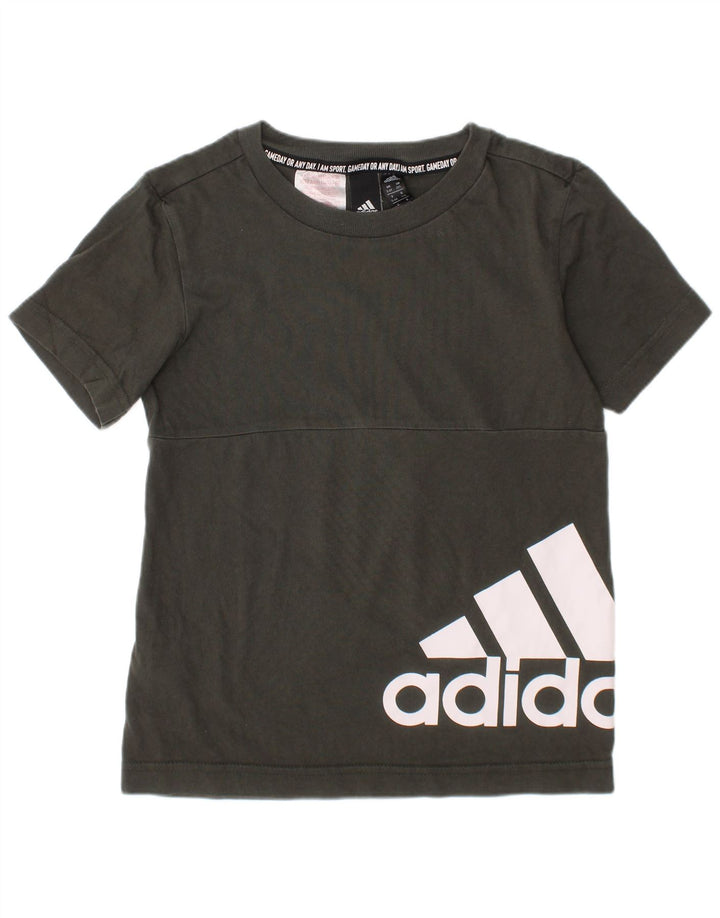 Adidas T-Shirt Graphique Garçon 5-6 Ans Kaki Coton
