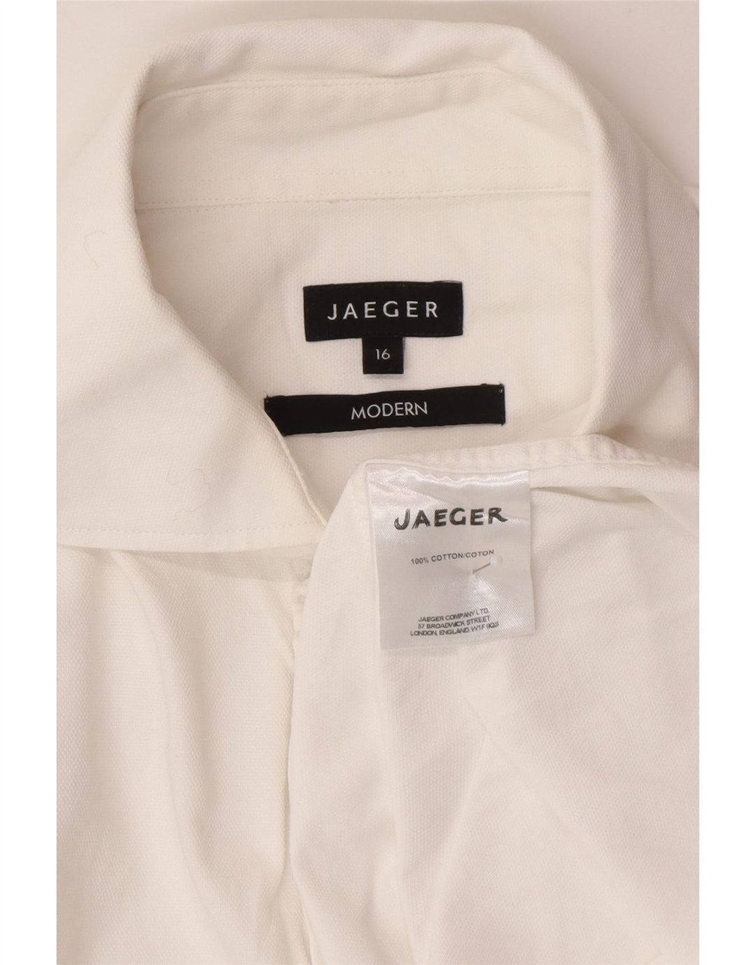 Jaeger Chemise coupe moderne pour homme Taille 16 Grand coton blanc