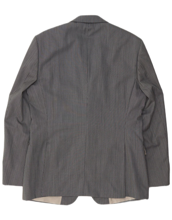Hugo Boss Veste blazer à 2 boutons pour homme EU 52 XL Laine vierge à fines rayures grises